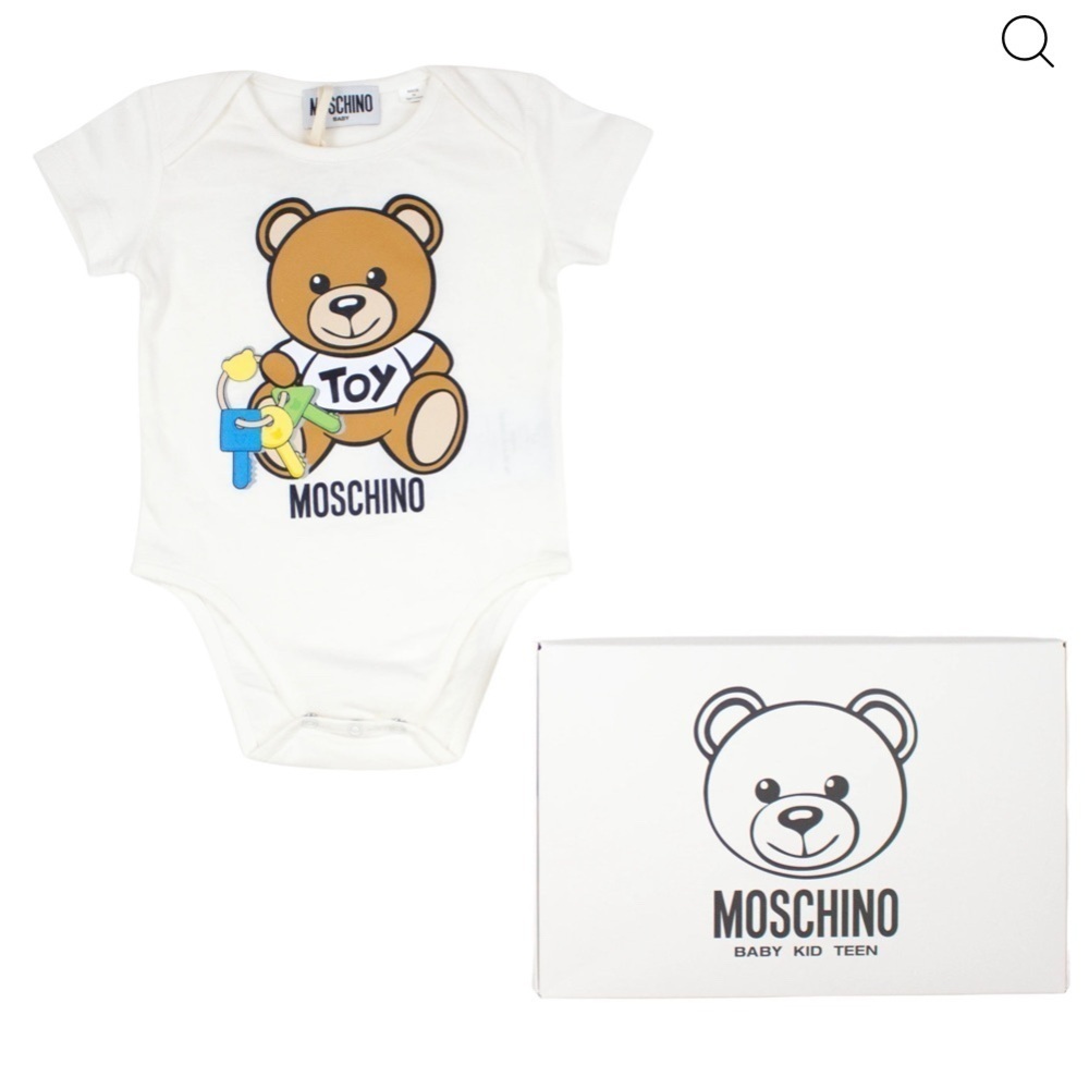 Moschino White Baby Onesie with Bear Print